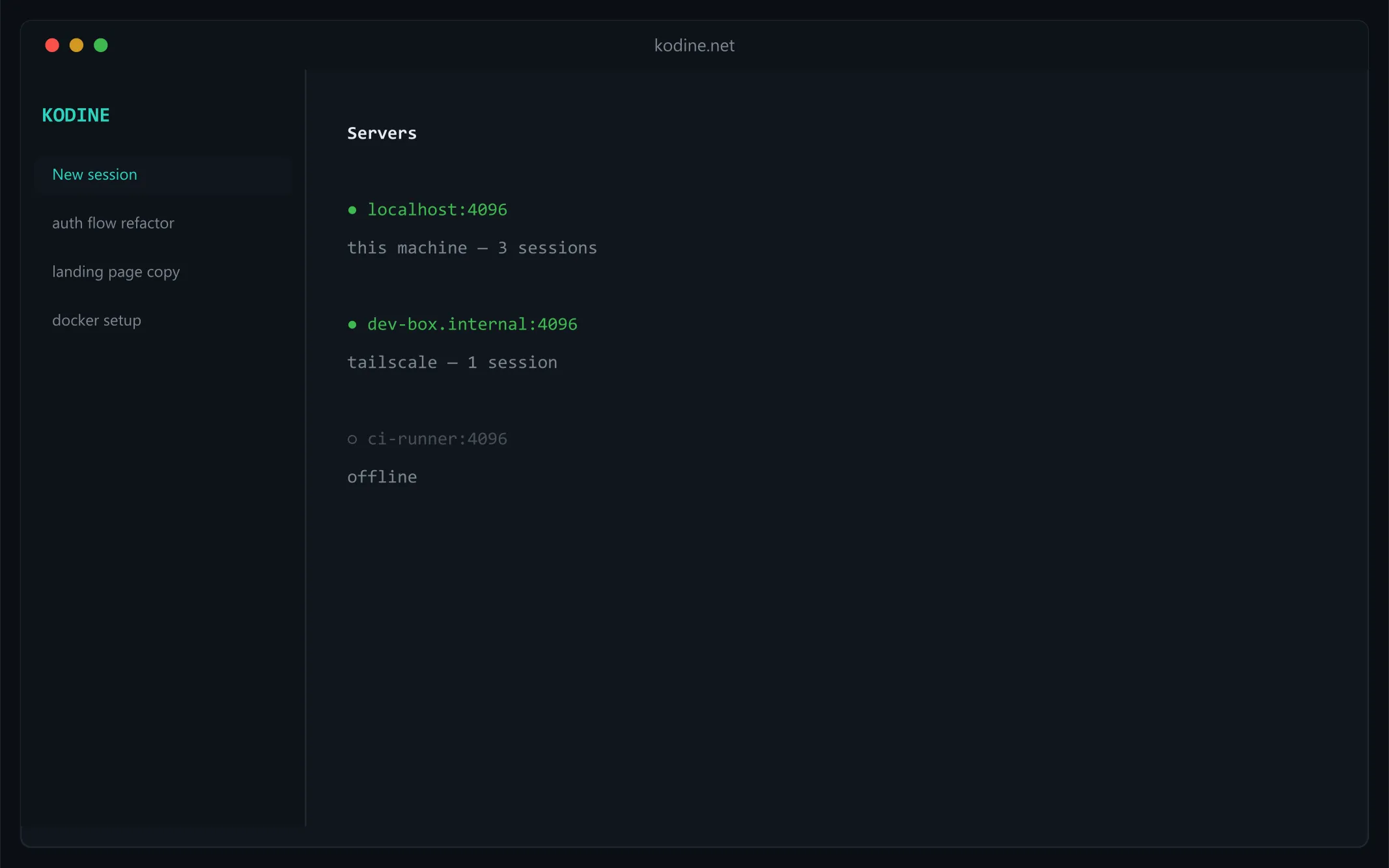 Kodine Web - See Servers